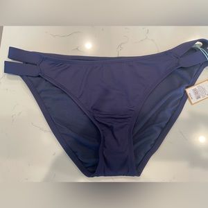 NWT WOMENS KONA SOL OXFORD BLUE MEDIUM COVERAGE STRAPPY SWIM BOTTON SIZE XL